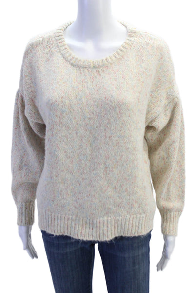 Point Sur Womens Crew Neck Sweater White Multi Colored Cotton Size Small