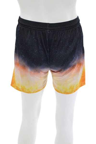 Overtime Mens Ombre Elastic Waist Athletic Shorts Blue Orange Size S