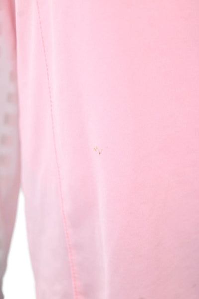 Jamie Sadock Womens Quarter Zip Mock Neck Pocket Shirt Pink Size Large