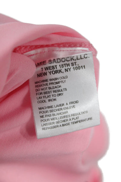 Jamie Sadock Womens Quarter Zip Mock Neck Pocket Shirt Pink Size Large