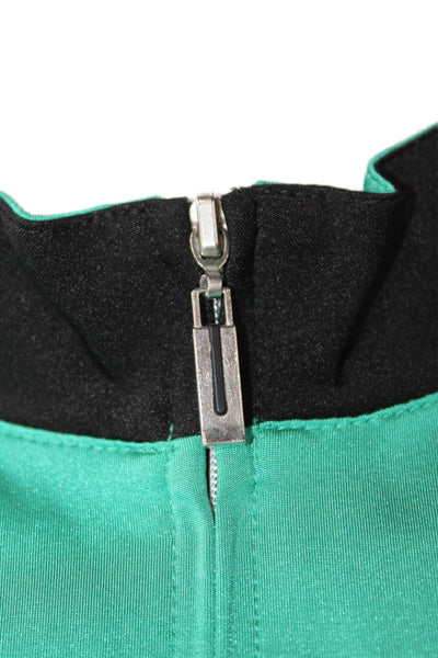 Jamie Sadock Womens Front Zip Mock Neck Lightweight Jacket Black Green Medium