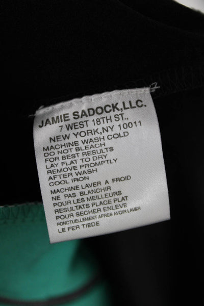 Jamie Sadock Womens Front Zip Mock Neck Lightweight Jacket Black Green Medium