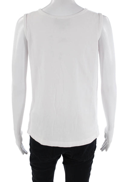 Christine Alexander Womens Scoop Neck Embellished Tank Top White Size Small