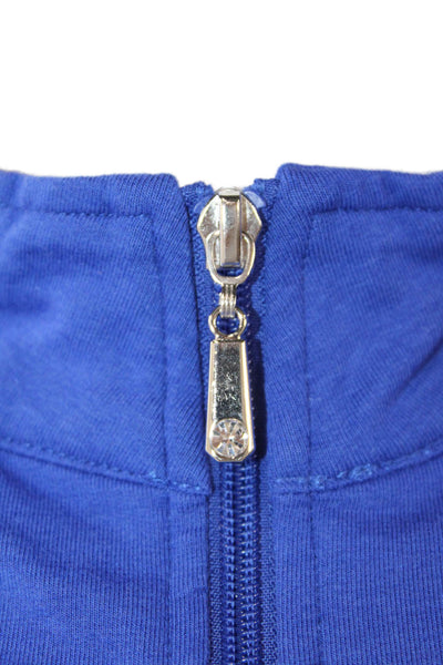Christine Alexander Womens Front Zip Mock Neck Knit Jacket Blue Size Large