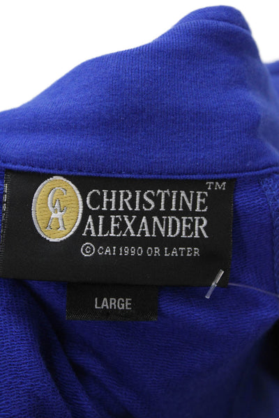 Christine Alexander Womens Front Zip Mock Neck Knit Jacket Blue Size Large