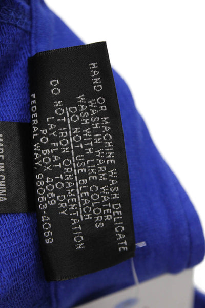 Christine Alexander Womens Front Zip Mock Neck Knit Jacket Blue Size Large