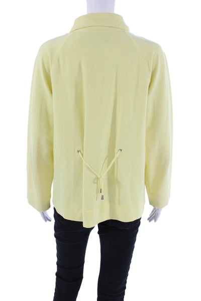 Christine Alexander Womens Front Zip Mock Neck Embellished Jacket Yellow Large