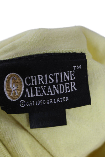 Christine Alexander Womens Front Zip Mock Neck Embellished Jacket Yellow Large