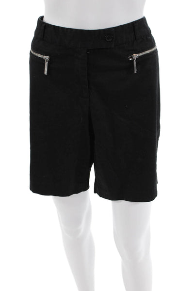 Michael Michael Kors Womens Zipper Fly Mid Rise Bermuda Shorts Black Cotton 12
