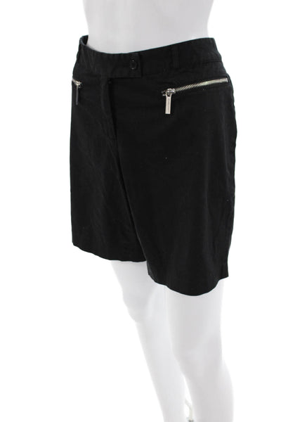 Michael Michael Kors Womens Zipper Fly Mid Rise Bermuda Shorts Black Cotton 12