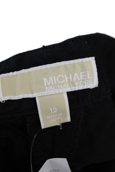 Michael Michael Kors Womens Zipper Fly Mid Rise Bermuda Shorts Black Cotton 12