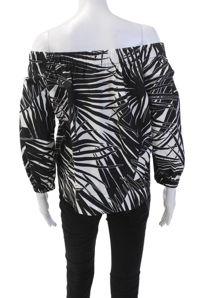 Marc Jacobs Womens Cotton Printed Off Shoulder Blouse Top Black Size 0