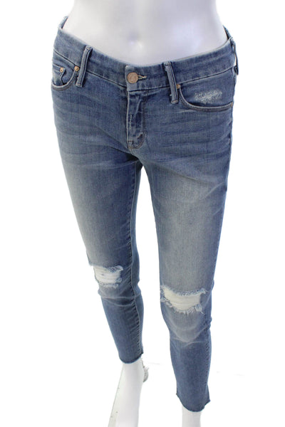 Mother Womens Medium Wash Distress Looker Ankle Fray Jeans Blue Size 26