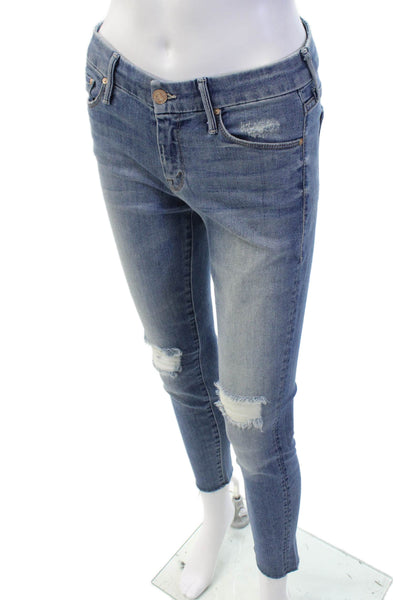 Mother Womens Medium Wash Distress Looker Ankle Fray Jeans Blue Size 26