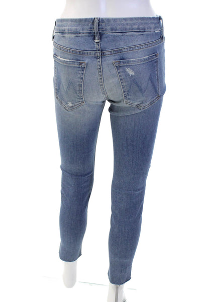 Mother Womens Medium Wash Distress Looker Ankle Fray Jeans Blue Size 26