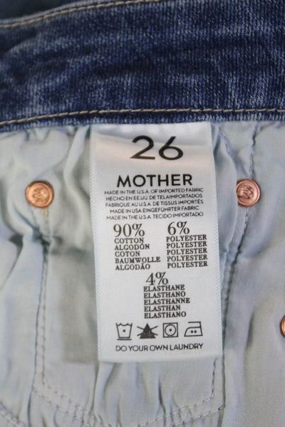 Mother Womens Medium Wash Distress Looker Ankle Fray Jeans Blue Size 26