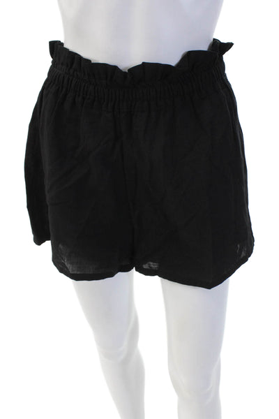 Diza Gabo Womens Cotton Ruffle Detail High Waisted Shorts Black Size M/L