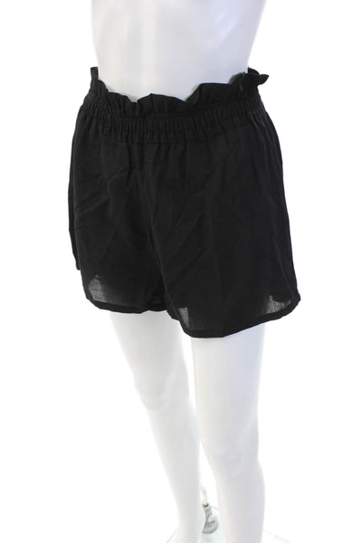 Diza Gabo Womens Cotton Ruffle Detail High Waisted Shorts Black Size M/L