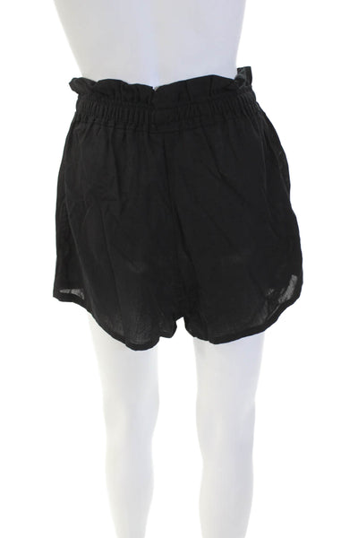 Diza Gabo Womens Cotton Ruffle Detail High Waisted Shorts Black Size M/L