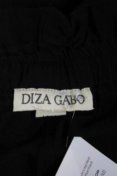 Diza Gabo Womens Cotton Ruffle Detail High Waisted Shorts Black Size M/L