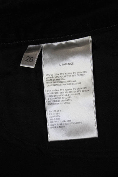 L'Agence Womens Margot High Rise Skinny Leg Velvet Pants Black Size 26