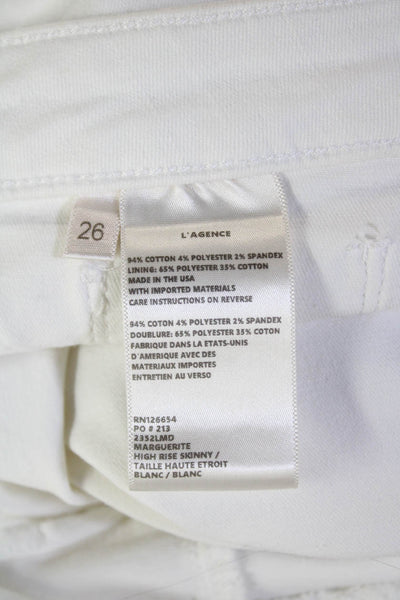L'Agence Womens High Rise Skinny Ankle Leg Denim Jeans White Size 26