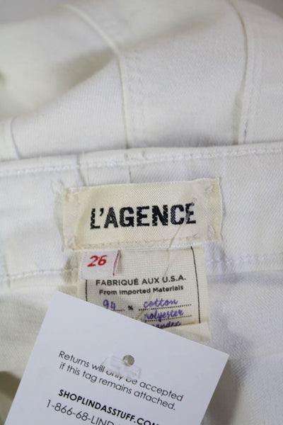 L'Agence Womens High Rise Skinny Ankle Leg Denim Jeans White Size 26