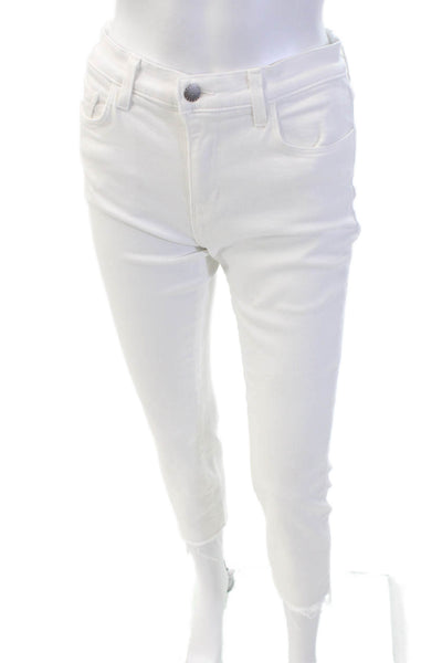 L'Agence Womens High Rise Jada Cropped Ankle Denim Jeans White Size 26