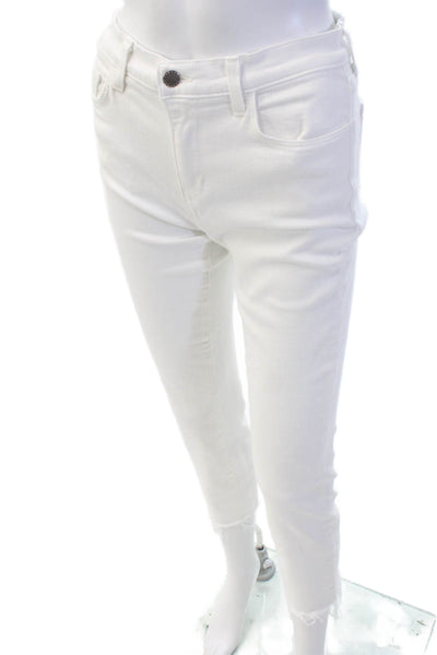 L'Agence Womens High Rise Jada Cropped Ankle Denim Jeans White Size 26