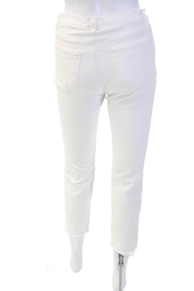 L'Agence Womens High Rise Jada Cropped Ankle Denim Jeans White Size 26