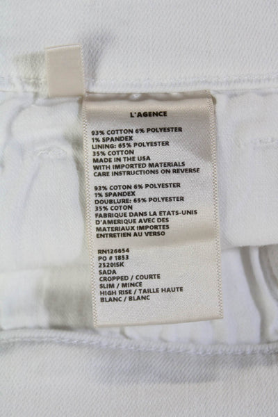 L'Agence Womens High Rise Jada Cropped Ankle Denim Jeans White Size 26