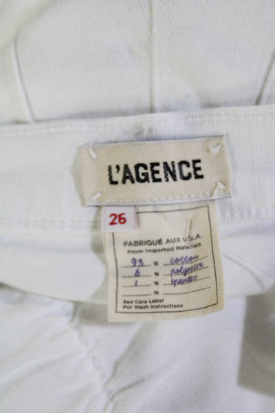 L'Agence Womens High Rise Jada Cropped Ankle Denim Jeans White Size 26