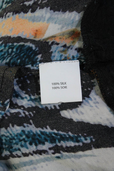 Try B Womens 3/4 Sleeve V Neck Abstract Silk Dress Blue Multi Size Extra Small