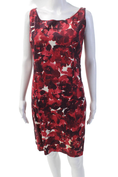 Piazza Sempione Womens Side Zip Scoop Neck Abstract Dress Red White IT 38