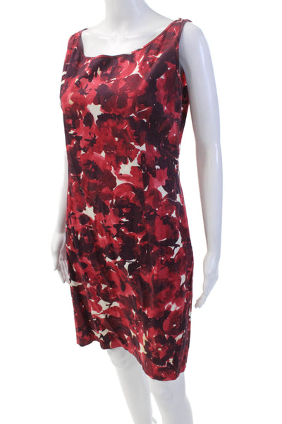 Piazza Sempione Womens Side Zip Scoop Neck Abstract Dress Red White IT 38