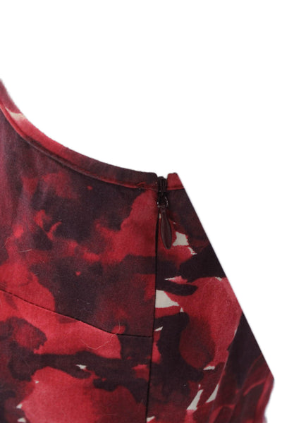 Piazza Sempione Womens Side Zip Scoop Neck Abstract Dress Red White IT 38