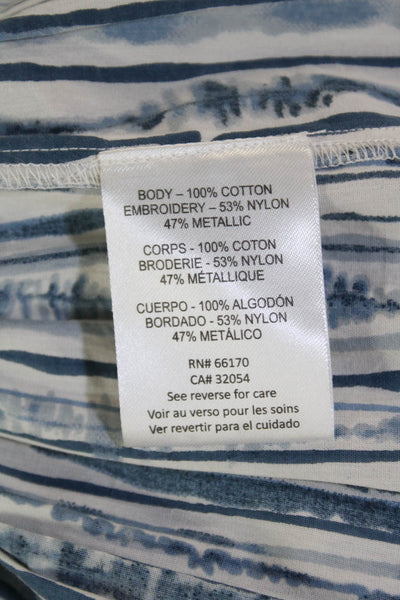 Not So Serious Womens Back Zip 3/4 Sleeve Abstract Dress Blue White Size Small