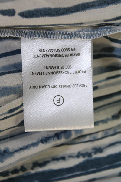 Not So Serious Womens Back Zip 3/4 Sleeve Abstract Dress Blue White Size Small