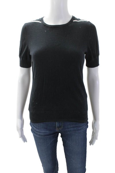 Faconnable Womens Short Sleeve Knit Top Blue Size XS