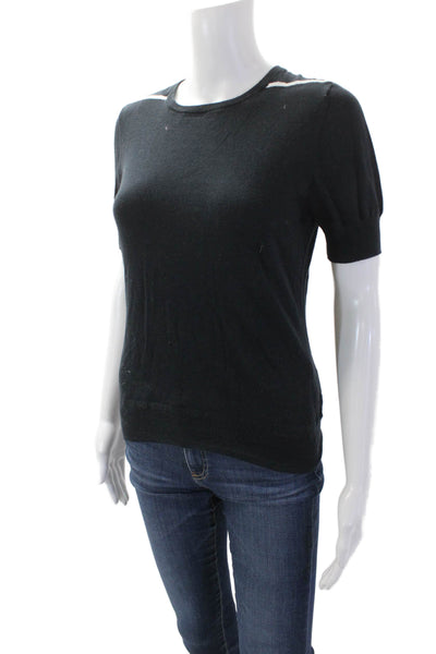 Faconnable Womens Short Sleeve Knit Top Blue Size XS