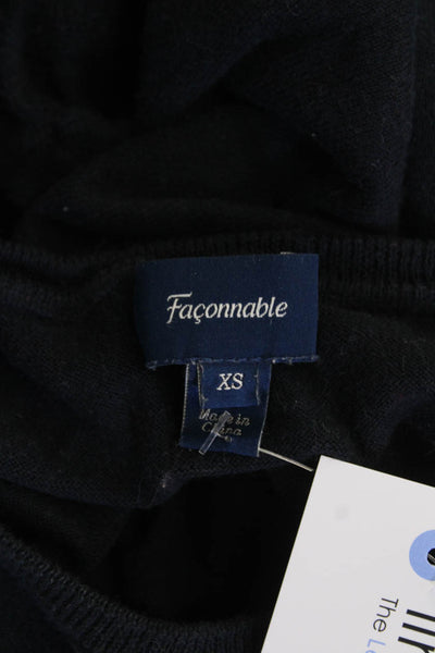 Faconnable Womens Short Sleeve Knit Top Blue Size XS