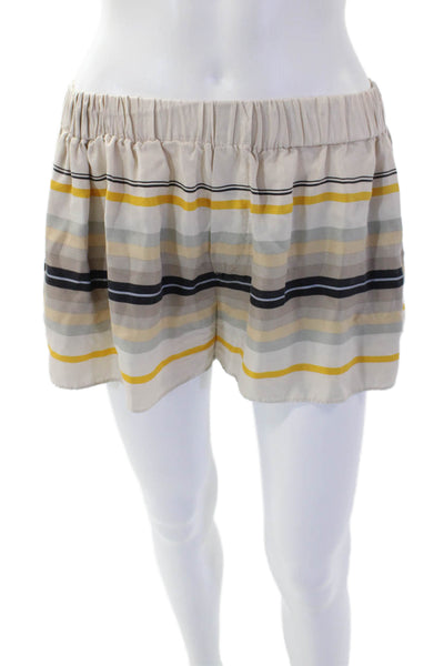 Rag & Bone Womens Silk Striped Elastic Waist Mini Shorts Beige Size XXS
