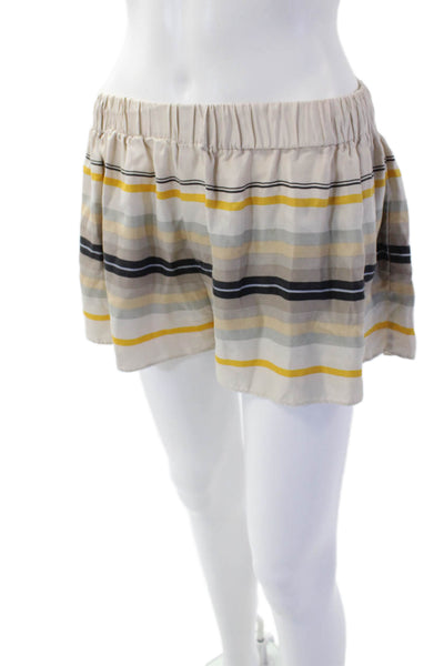 Rag & Bone Womens Silk Striped Elastic Waist Mini Shorts Beige Size XXS