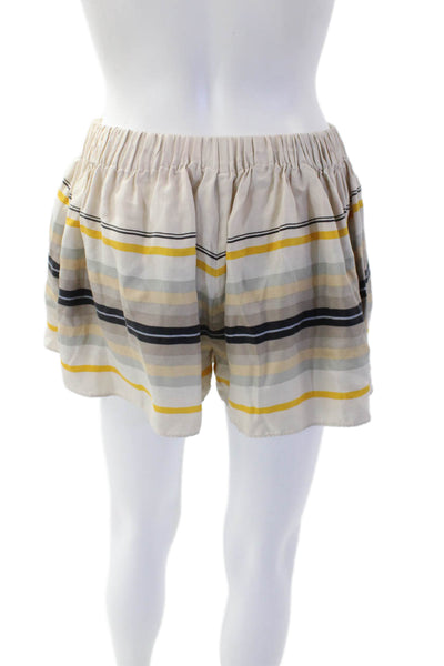 Rag & Bone Womens Silk Striped Elastic Waist Mini Shorts Beige Size XXS