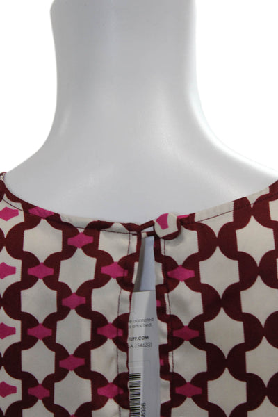 MNG Womens Printed Crew Neck Long Sleeve Blouse Top Red Multi Size 4