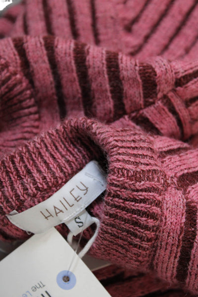 Hailey Womens Two Tone Ribbed Crew Neck Sweater Top Pink Size S