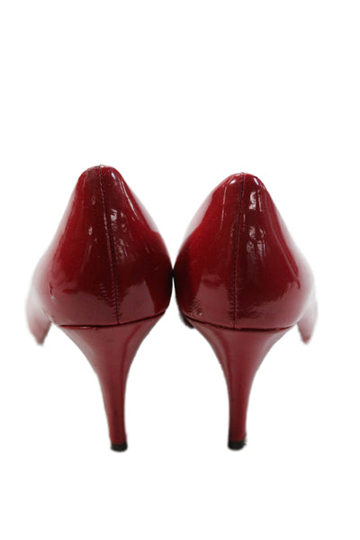 Tahari Womens Patent Leather Round Toe Slip On Stiletto Heels Pumps Red Size 8
