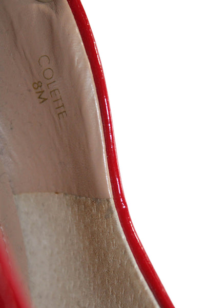 Tahari Womens Patent Leather Round Toe Slip On Stiletto Heels Pumps Red Size 8