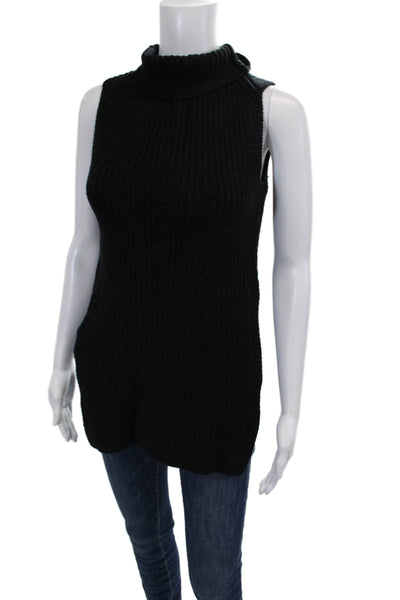 Wilfred Womens Sleeveless Side Slit Mock Neck Knit Top Black Wool Size 2XS