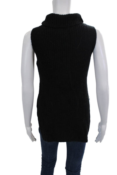 Wilfred Womens Sleeveless Side Slit Mock Neck Knit Top Black Wool Size 2XS